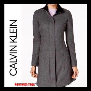 Calvin Klein Coat Jacket Peacoat Grey NWT XS